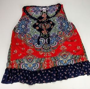 Bila XXL Sleeveless Tie Neck Swing Tunic Boho Top